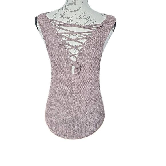 Sans Souci Women's Size Large Taupe Knit Cross Back Sleeveless Sweater Top - Picture 5 of 5